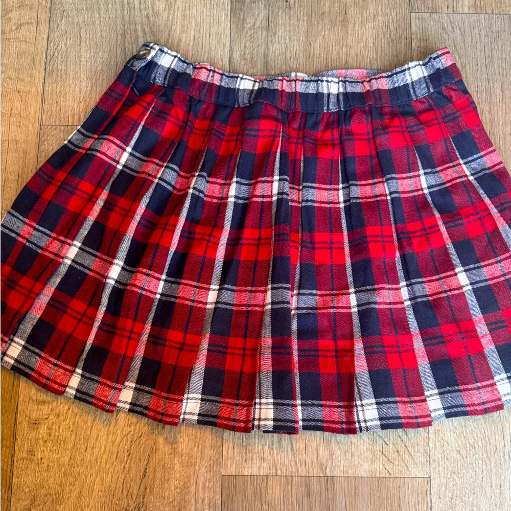 Simply Southern red plaid pleated skirt